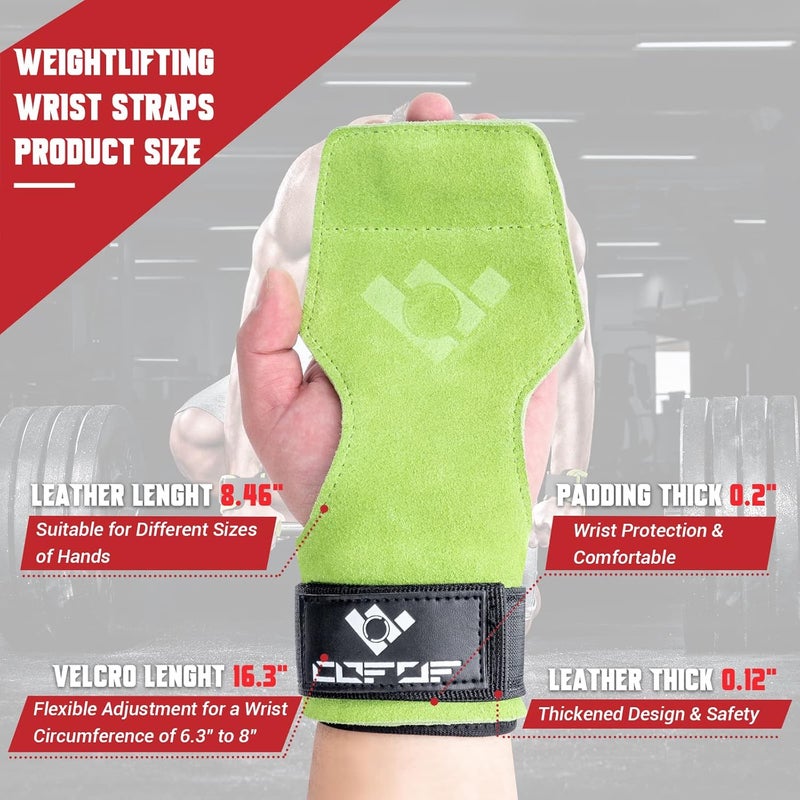COFOF Weight Lifting Wrist Strap, Double Layer Leather Wrist Strap for Deadlift and Powerlifting, Adjustable Neoprene Padded Gym Workout Lifting Hooks (Pair) - Image 4